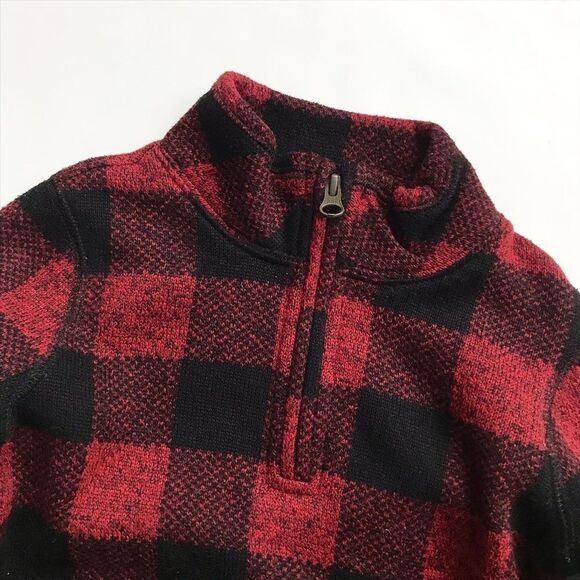 BABygap red/black buffalo plaid half zip sweater EUC 3T - Picture 2 of 5